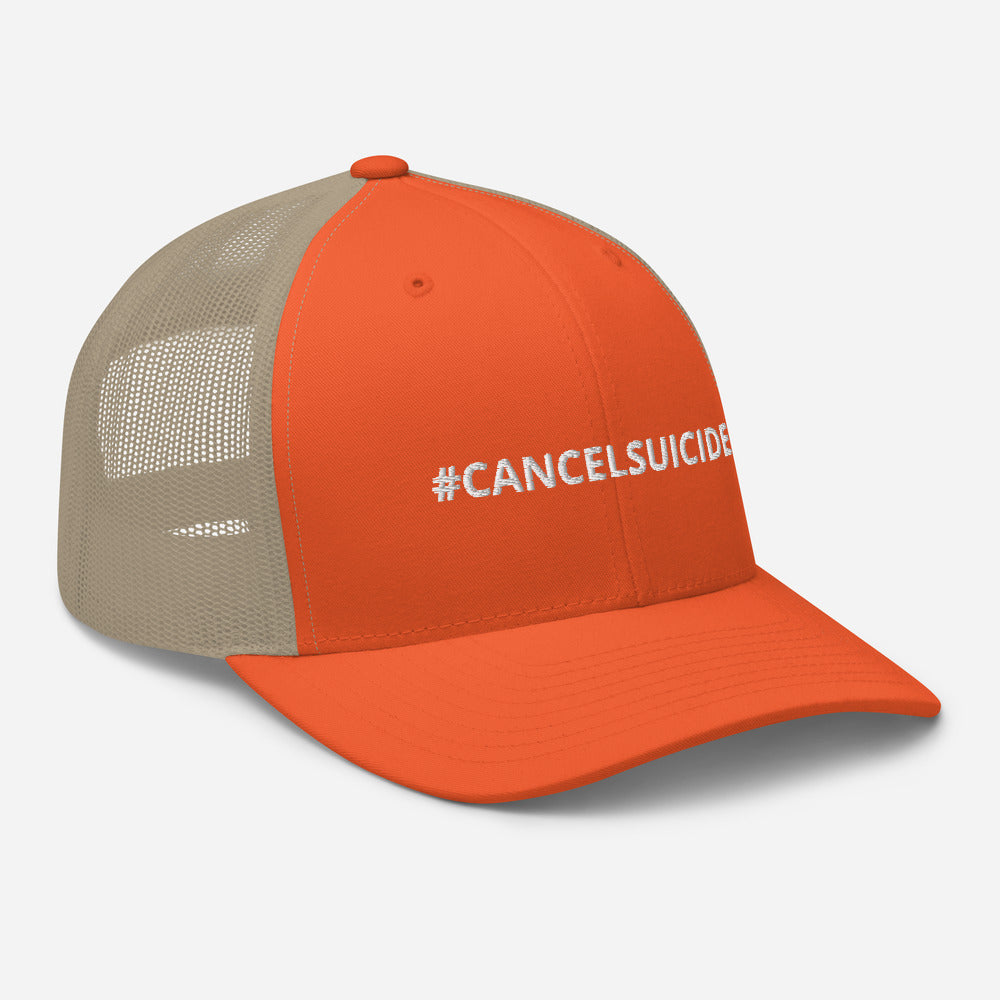 #CANCELSUICIDE Signature Trucker Cap White Embroidery