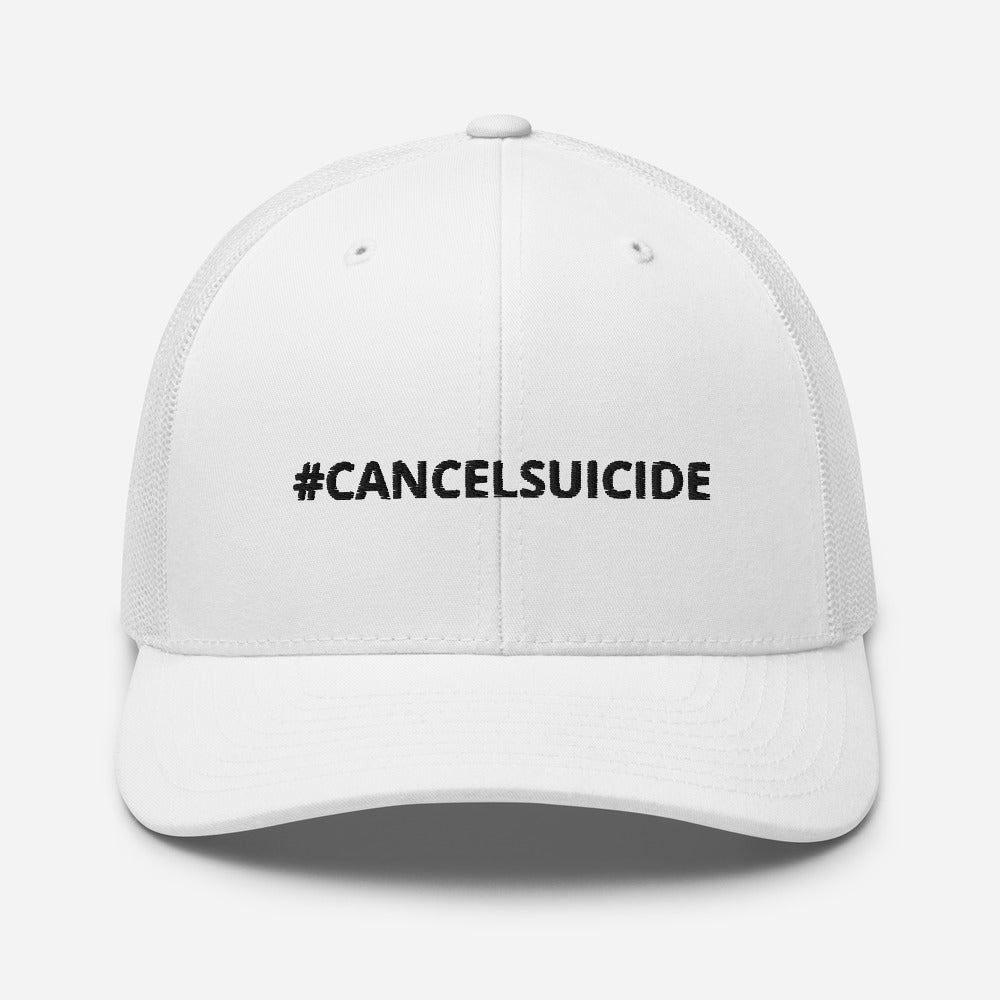 #CANCELSUICIDE Trucker Cap Black Embroidery