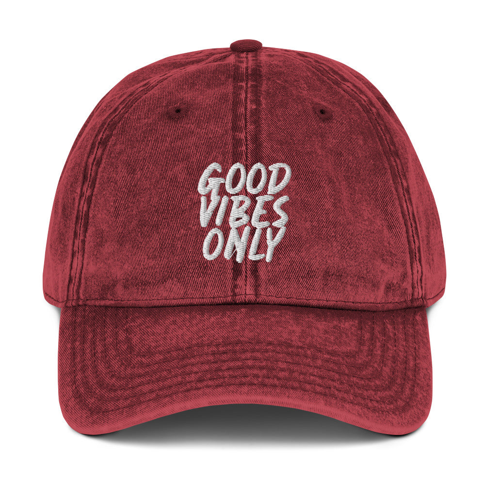 GOOD VIBES ONLY Vintage Cotton Twill Cap