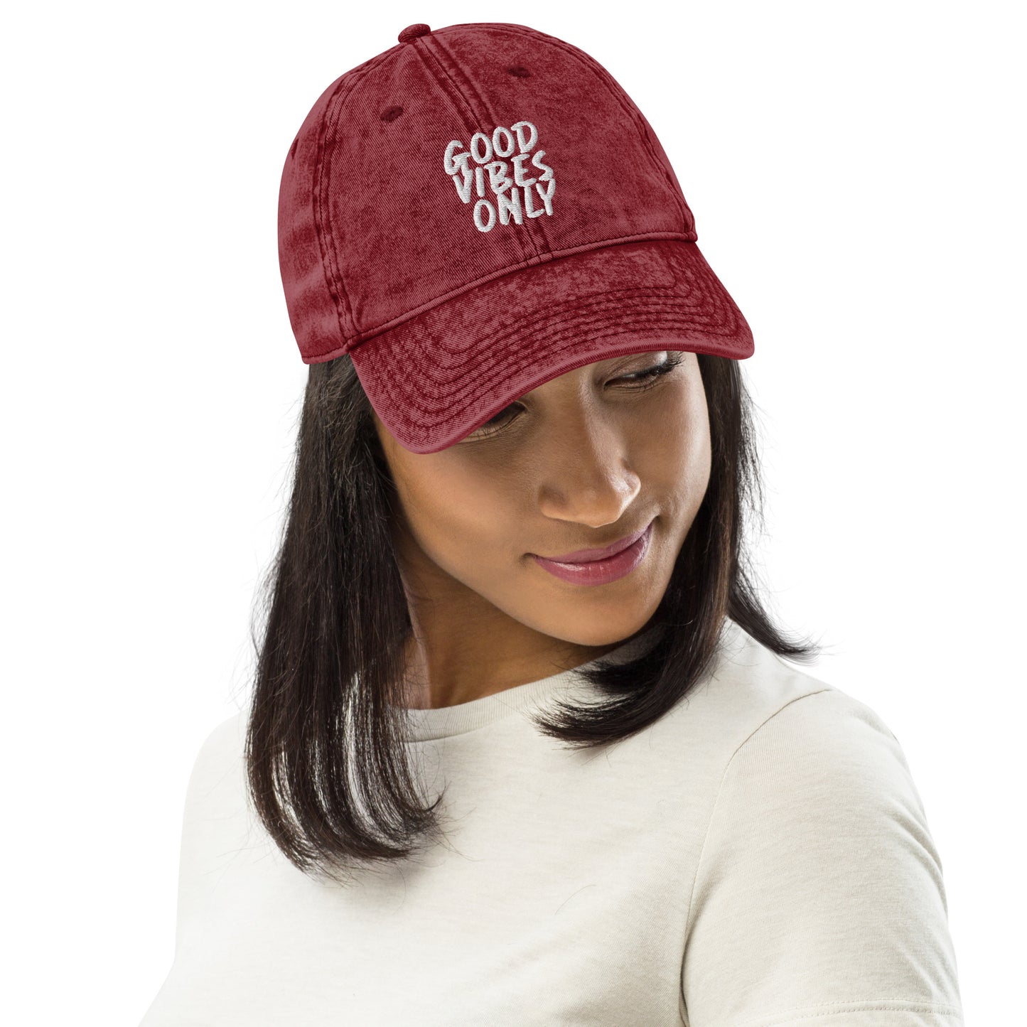 GOOD VIBES ONLY Vintage Cotton Twill Cap