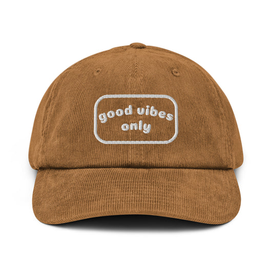 good vibes only Retro Corduroy hat