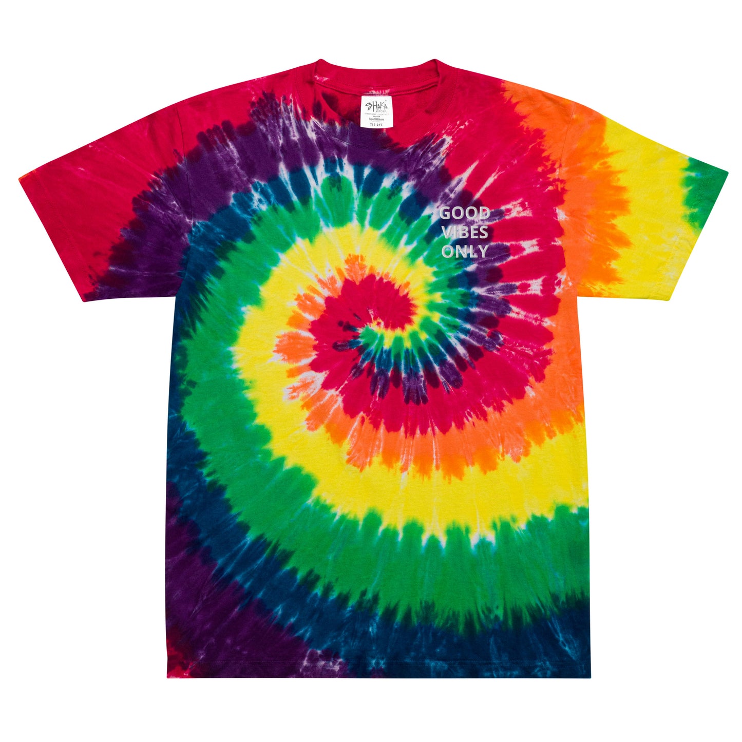 GOOD VIBES ONLY Embroidered Oversized tie-dye t-shirt