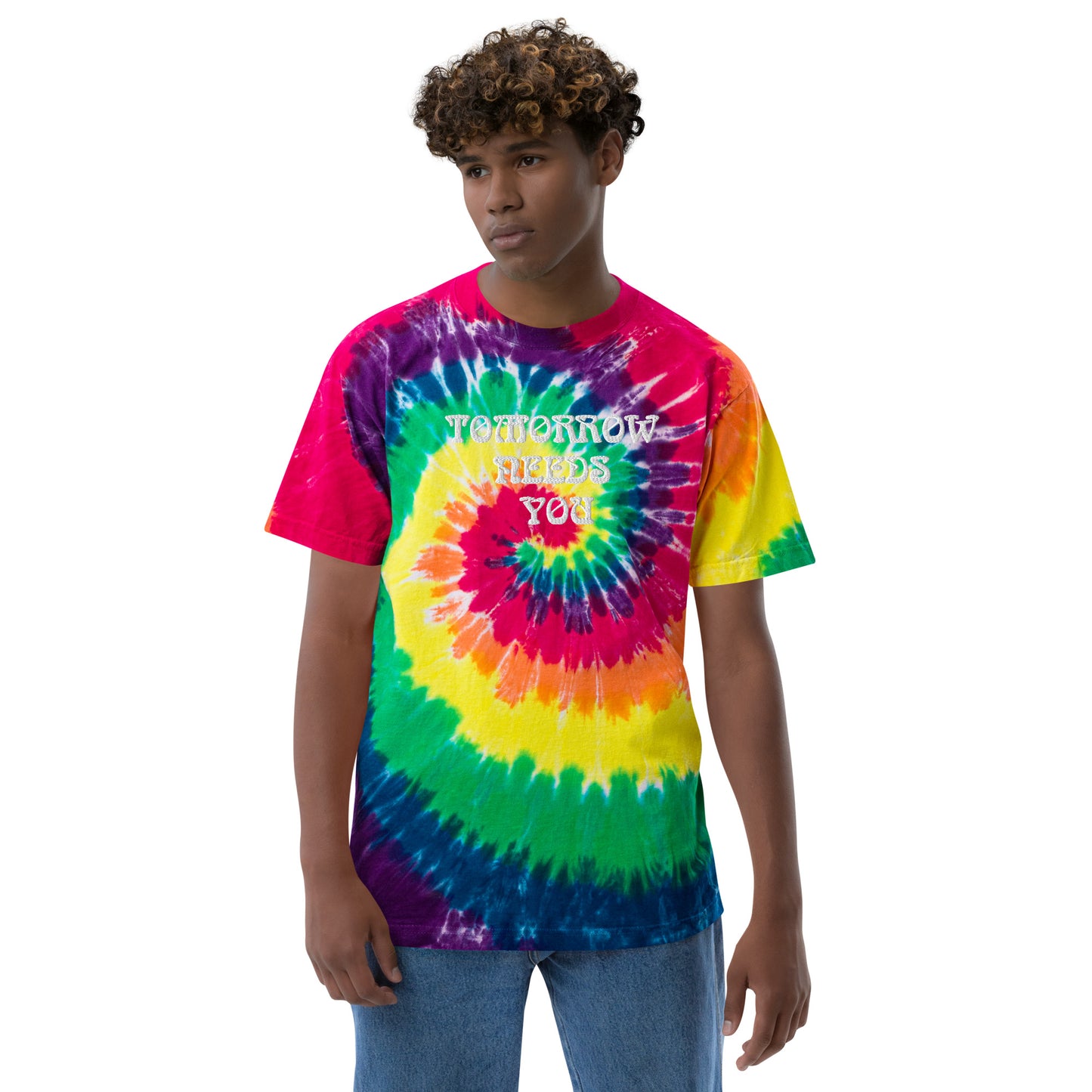 Tomorrow Needs You Oversized tie-dye t-shirt