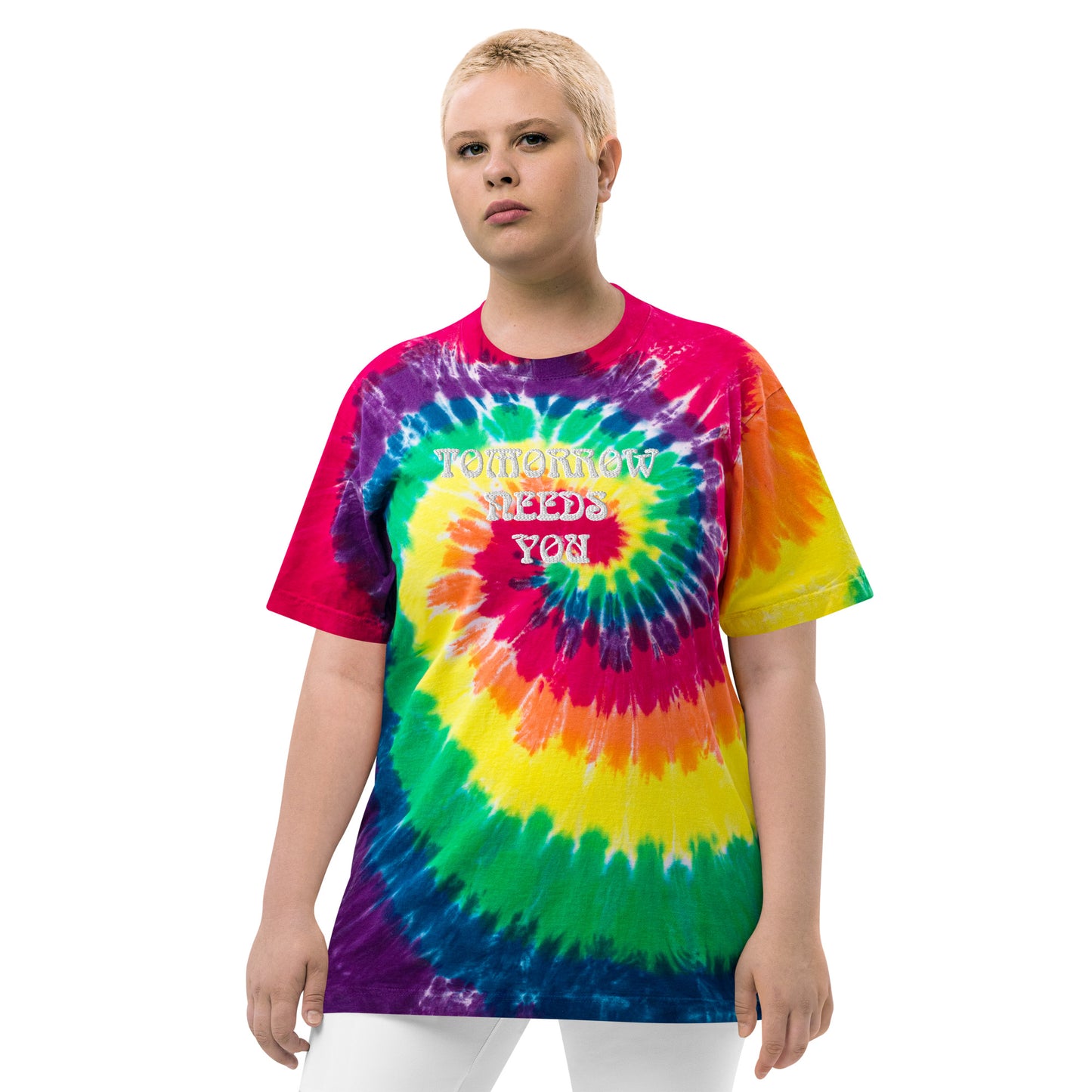 Tomorrow Needs You Oversized tie-dye t-shirt