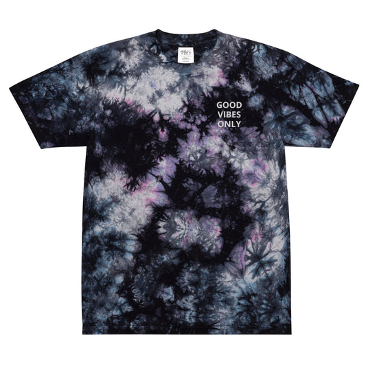 GOOD VIBES ONLY Embroidered Oversized tie-dye t-shirt