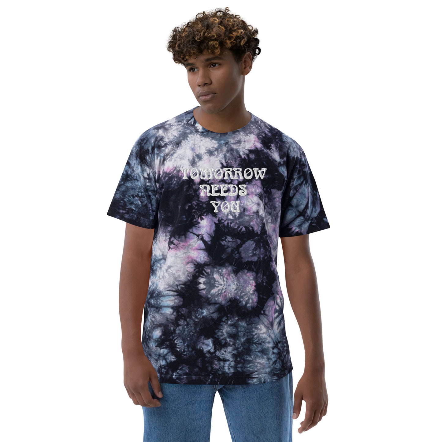 Tomorrow Needs You Oversized tie-dye t-shirt