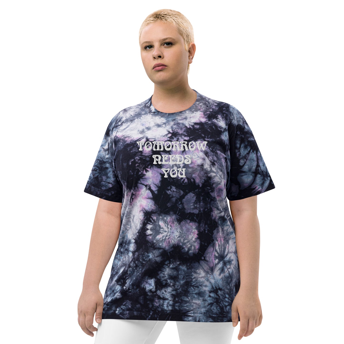 Tomorrow Needs You Oversized tie-dye t-shirt