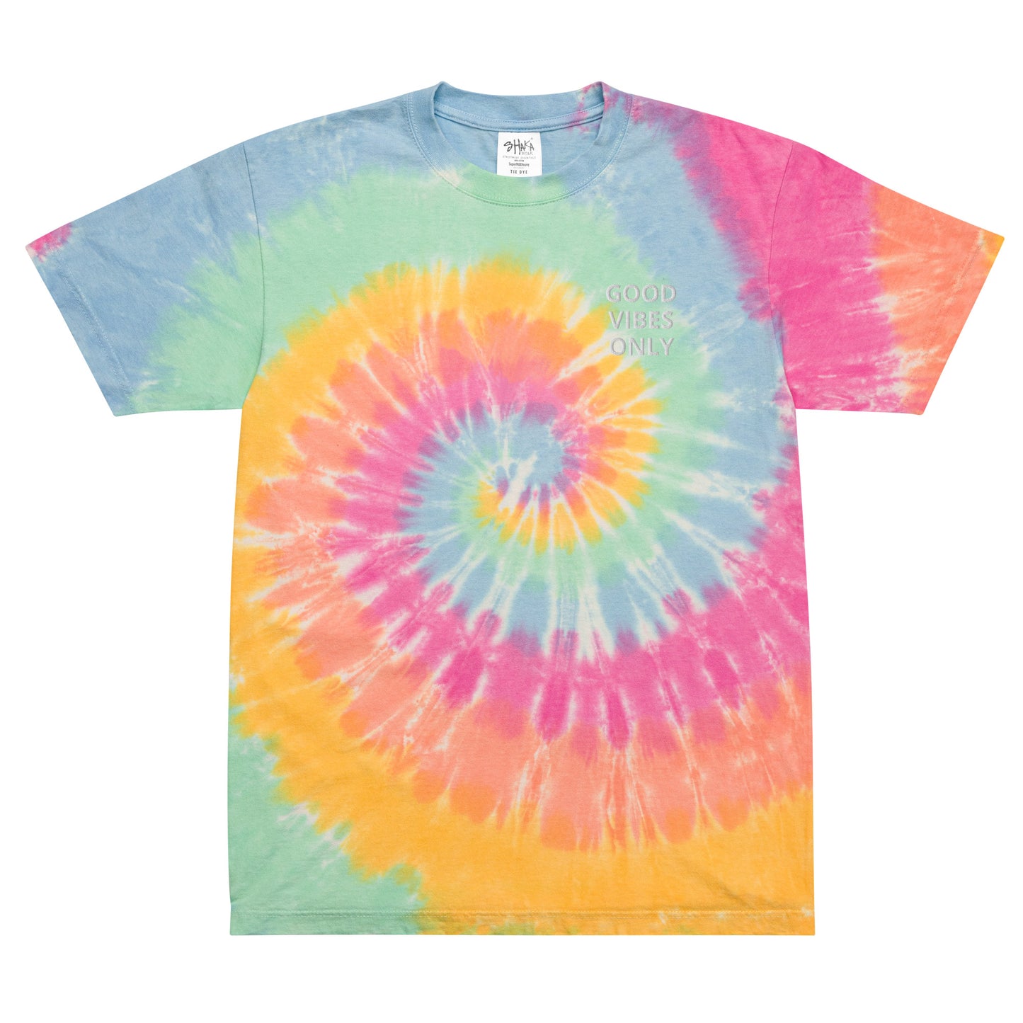 GOOD VIBES ONLY Embroidered Oversized tie-dye t-shirt