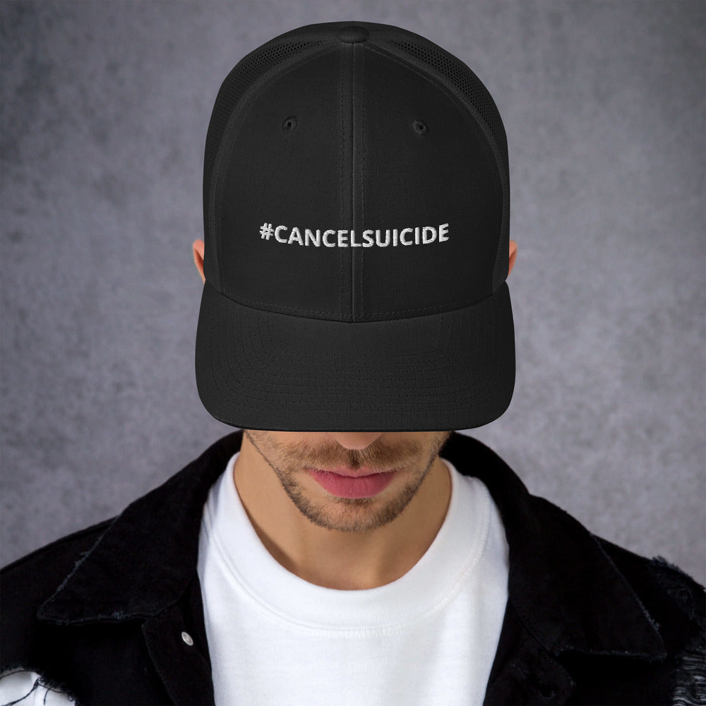 #CANCELSUICIDE Signature Trucker Cap White Embroidery