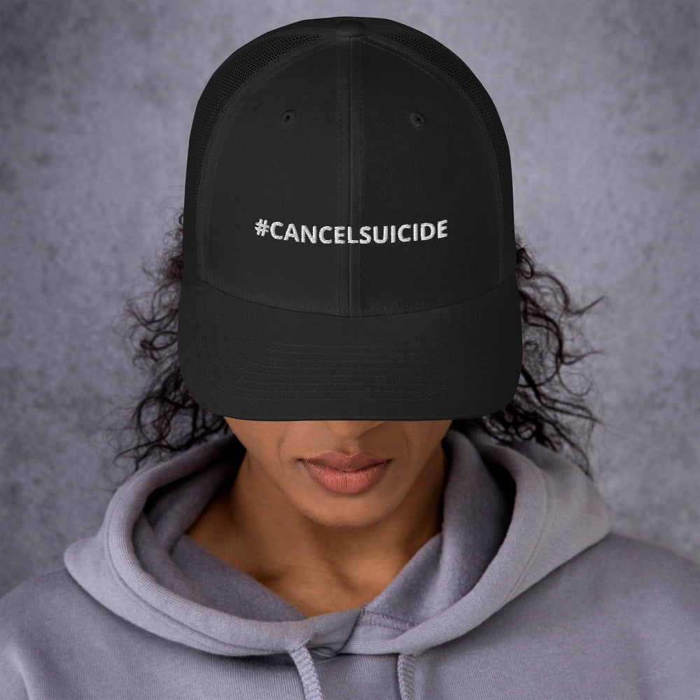 #CANCELSUICIDE Signature Trucker Cap White Embroidery