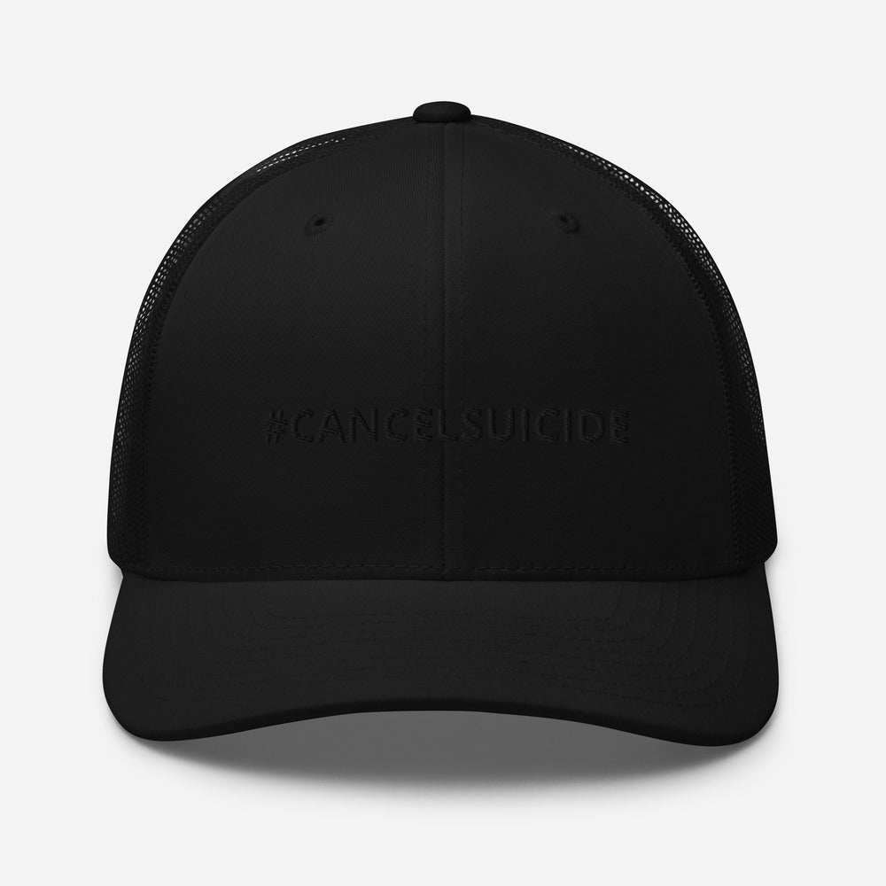 #CANCELSUICIDE Trucker Cap Black Embroidery