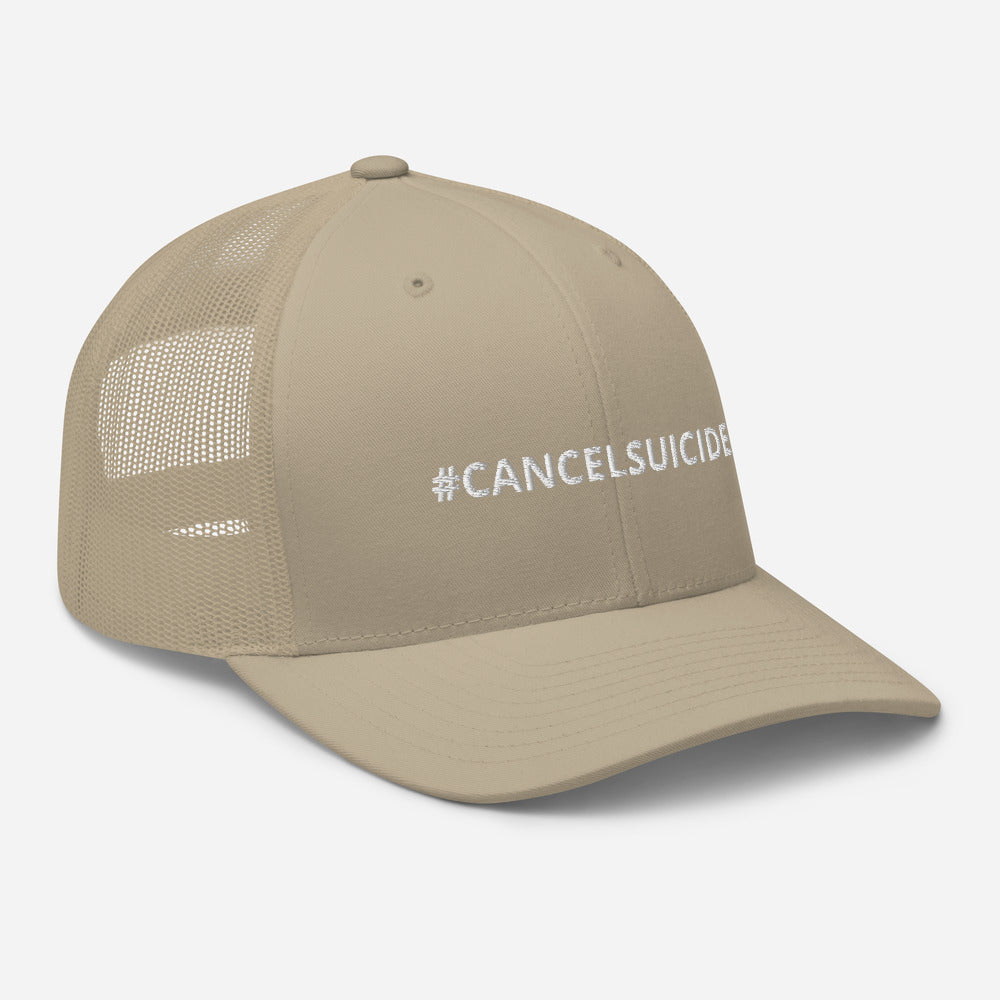 #CANCELSUICIDE Signature Trucker Cap White Embroidery