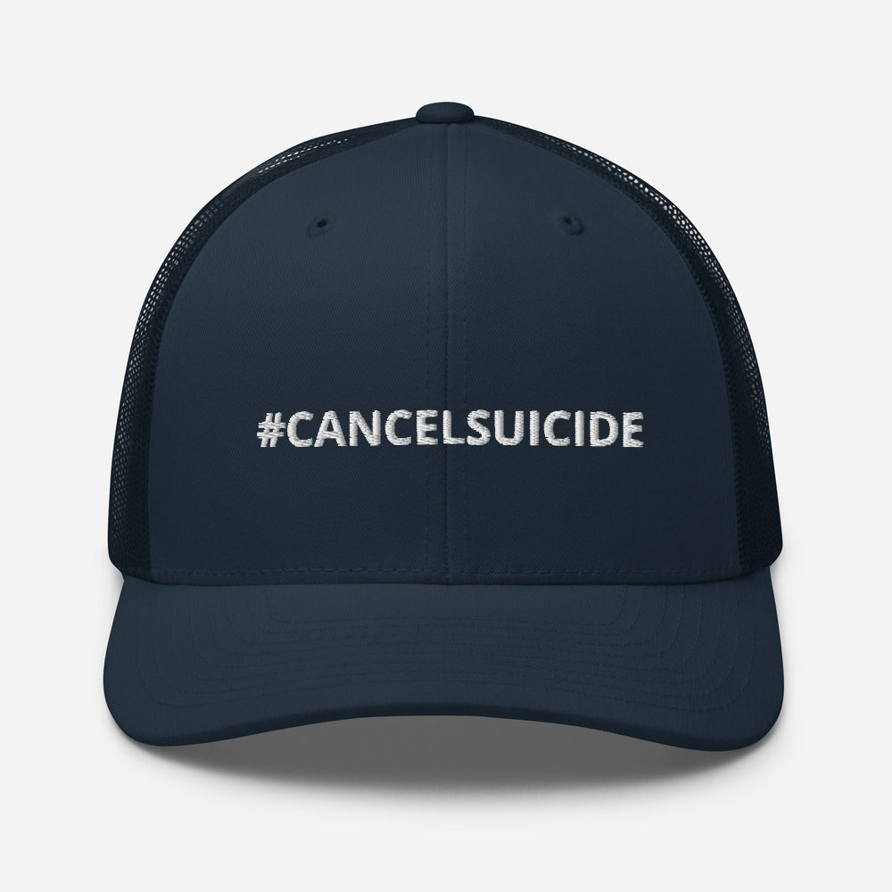 #CANCELSUICIDE Signature Trucker Cap White Embroidery