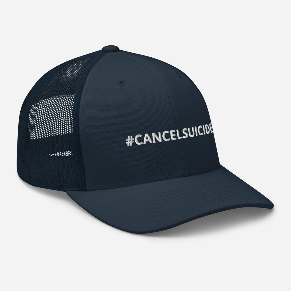 #CANCELSUICIDE Signature Trucker Cap White Embroidery