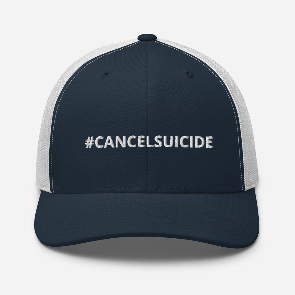 #CANCELSUICIDE Signature Trucker Cap White Embroidery