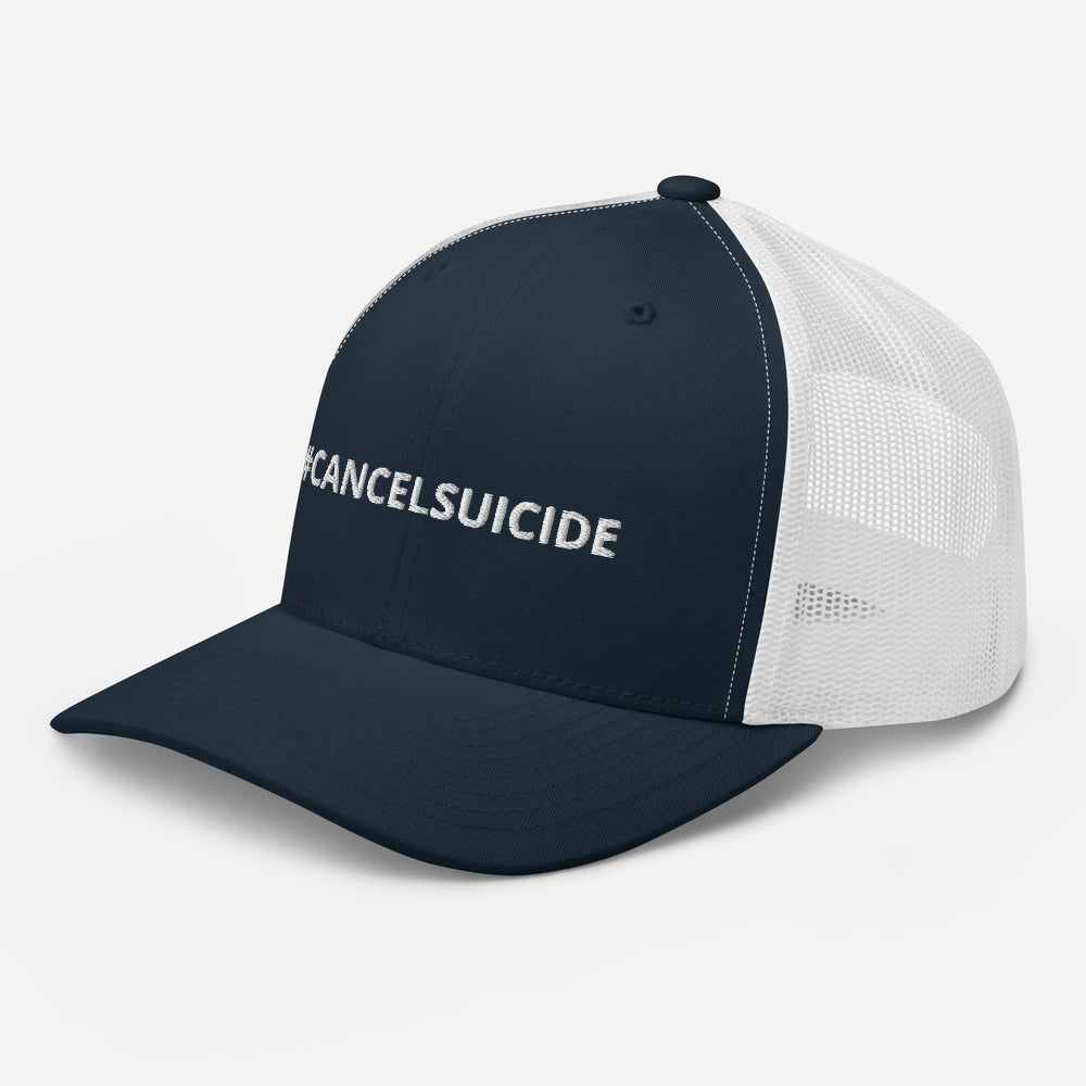 #CANCELSUICIDE Signature Trucker Cap White Embroidery