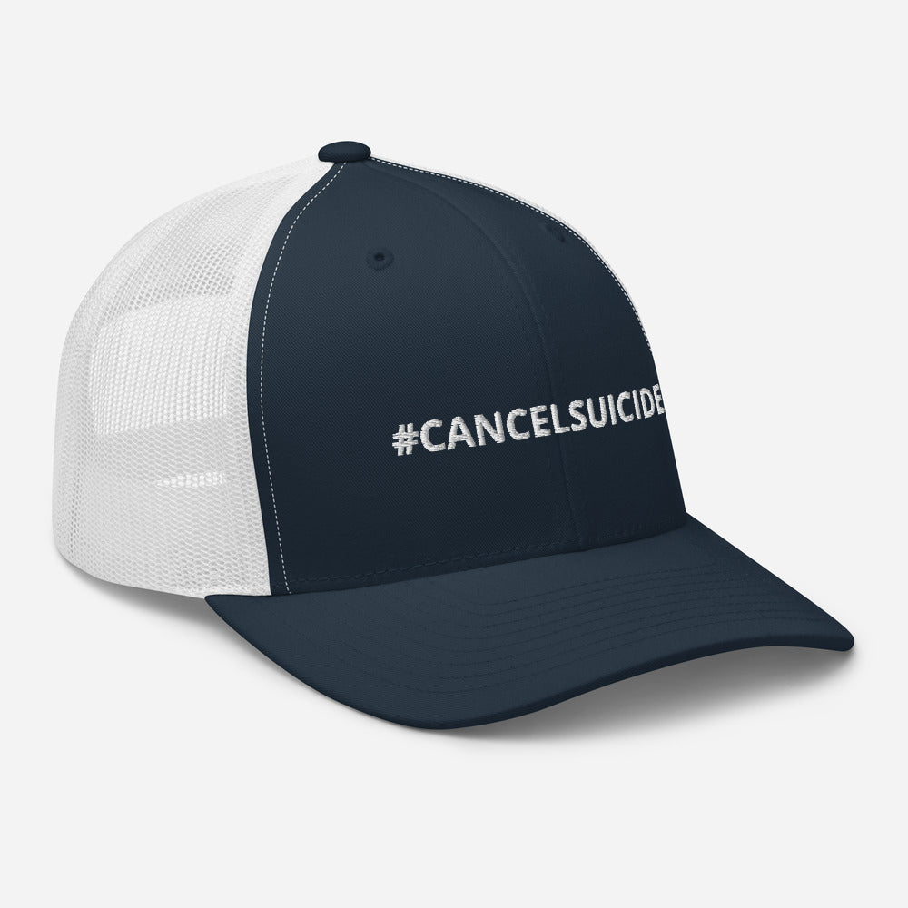 #CANCELSUICIDE Signature Trucker Cap White Embroidery