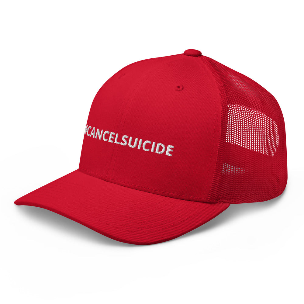 #CANCELSUICIDE Signature Trucker Cap White Embroidery