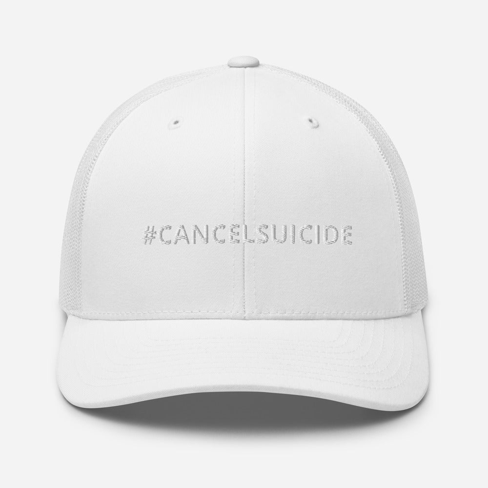 #CANCELSUICIDE Signature Trucker Cap White Embroidery