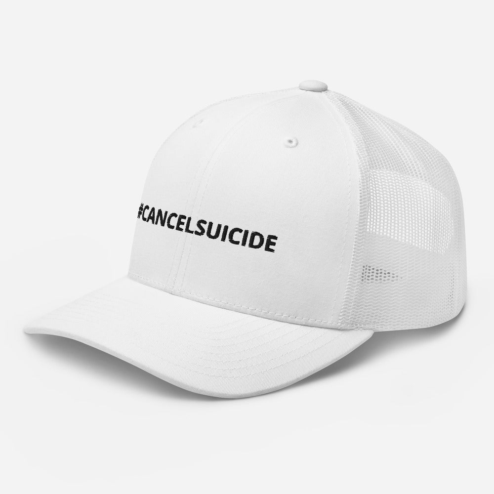 #CANCELSUICIDE Trucker Cap Black Embroidery