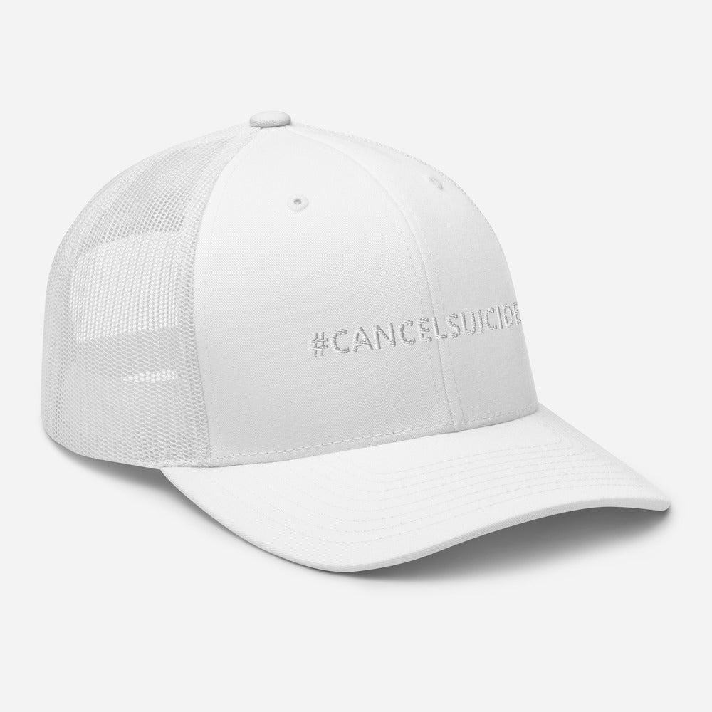 #CANCELSUICIDE Signature Trucker Cap White Embroidery