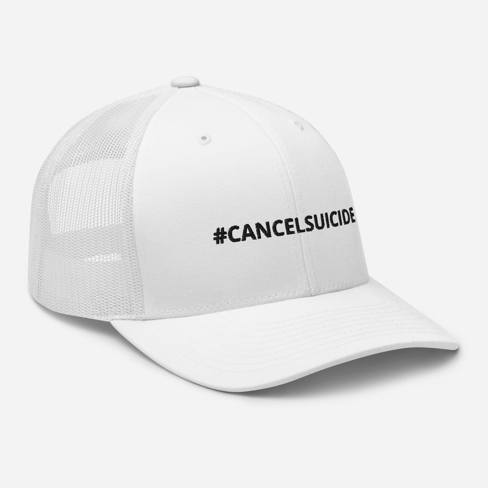 #CANCELSUICIDE Trucker Cap Black Embroidery