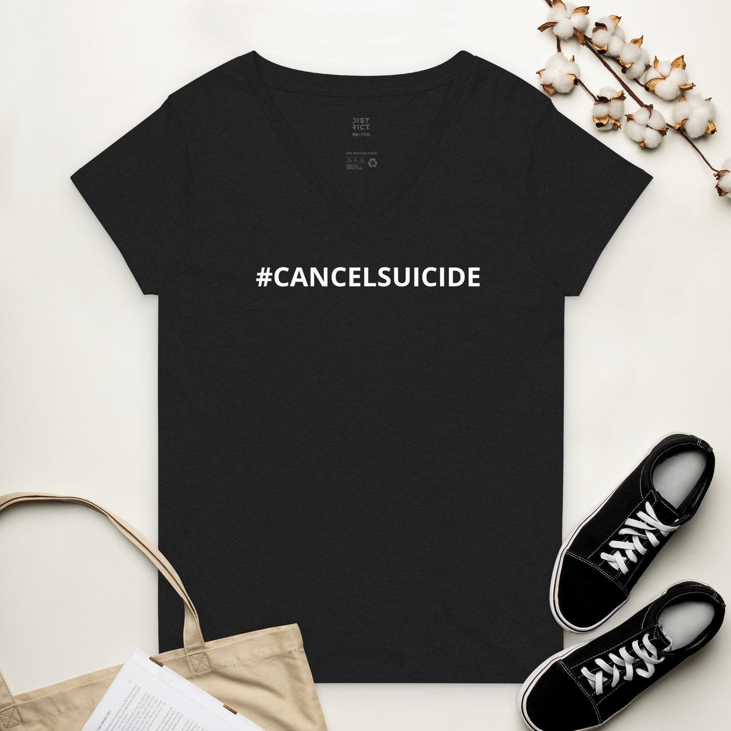 CANCEL SUICIDE Women’s recycled v-neck t-shirt